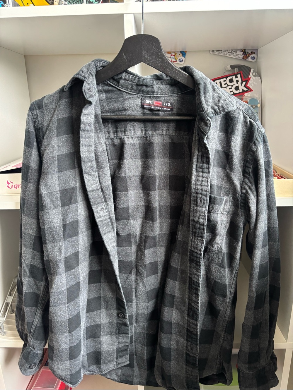 OP Black and Gray Plaid Lightweight Shirt Jacket